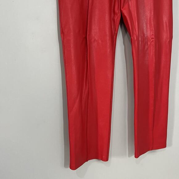 Amanda Uprichard Red Faux Leather Leggings High Waisted Pants Baddie Party Sexy - Picture 15 of 15